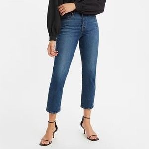 Levi's Premium Wedgie Straight Fit Dark Wash Blue Size 27 x 28 High Rise